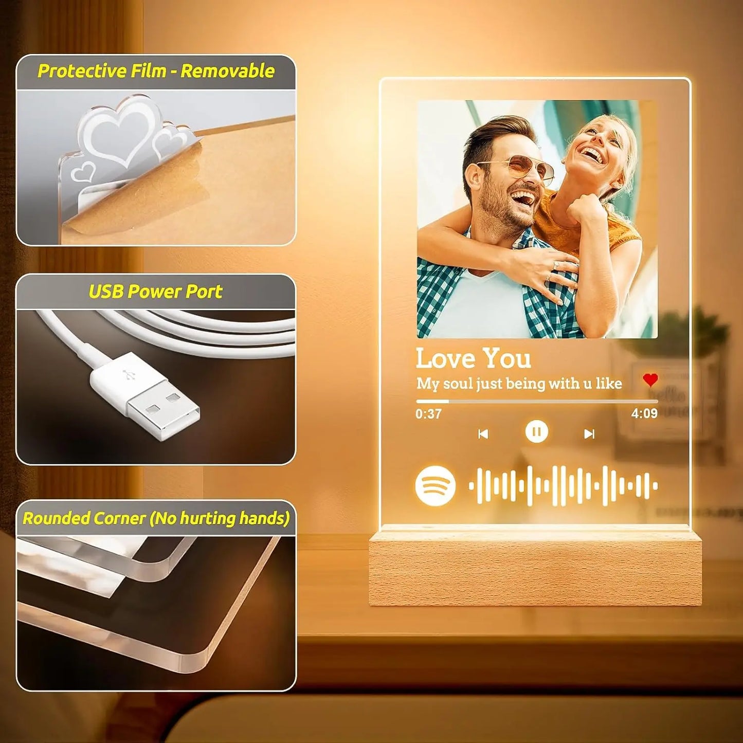 Multiluxi Personalisierte Musik- und Foto-Plakette